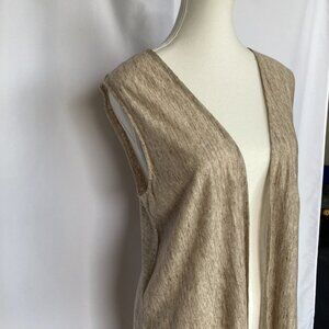 Artisan NY Women's sleeveless 100% linen fine knit long cardigan Size M EUC